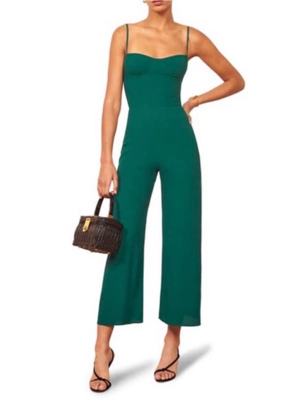 Reformation Gilda Crop Wide Leg Jumpsuit in The Color Emerald Size 4